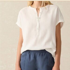Faherty Dream Cotton Gauze Button Top